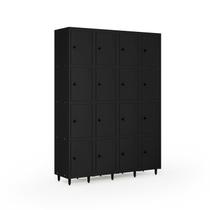 Armário Roupeiro Locker Guarda-Volume de Aço 16 Portas Pequenas com Fecho para Cadeado Vestiário Preto Armário Roupeiro Locker Guarda-Volume de Aço 16 Portas Pequenas com Fecho para Cadeado Vestiário Preto