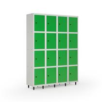 Armário Roupeiro Locker Guarda-volume de Aço 16 Portas Pequenas com Fecho para Cadeado Vestiário Verde/Cinza Armário Roupeiro Locker Guarda-volume de Aço 16 Portas Pequenas com Fecho para Cadeado Vestiário Verde/Cinza