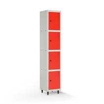 Armário Roupeiro Locker Guarda-volume de Aço 4 Portas Pequenas com Fecho para Cadeado Vestiário Academia Vermelho/Cinza Armário Roupeiro Locker Guarda-volume de Aço 4 Portas Pequenas com Fecho para Cadeado Vestiário Academia Vermelho/Cinza