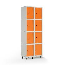 Armário Roupeiro Locker Guarda-volume de Aço 8 Portas Pequenas com Fecho para Cadeado Vestiário Academia Laranja/Cinza Armário Roupeiro Locker Guarda-volume de Aço 8 Portas Pequenas com Fecho para Cadeado Vestiário Academia Laranja/Cinza