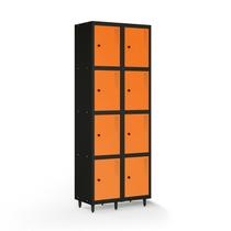 Armário Roupeiro Locker Guarda-Volume de Aço 8 Portas Pequenas com Fecho para Cadeado Vestiário Academia Laranja/Preto Armário Roupeiro Locker Guarda-Volume de Aço 8 Portas Pequenas com Fecho para Cadeado Vestiário Academia Laranja/Preto