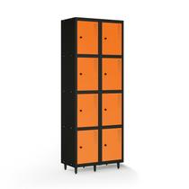 Armário Roupeiro Locker Guarda-volume de Aço 8 Portas Pequenas com Fecho para Cadeado Vestiário Academia Laranja/Preto Armário Roupeiro Locker Guarda-volume de Aço 8 Portas Pequenas com Fecho para Cadeado Vestiário Academia Laranja/Preto