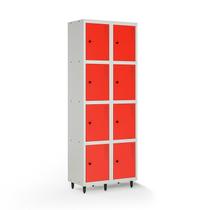 Armário Roupeiro Locker Guarda-volume de Aço 8 Portas Pequenas com Fecho para Cadeado Vestiário Academia Vermelho/Cinza Armário Roupeiro Locker Guarda-volume de Aço 8 Portas Pequenas com Fecho para Cadeado Vestiário Academia Vermelho/Cinza