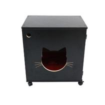 Armário sanitário banheiro gatos gatil caixa de areia Félix Grande - Preto Armário sanitário banheiro gatos gatil caixa de areia Félix Grande - Preto