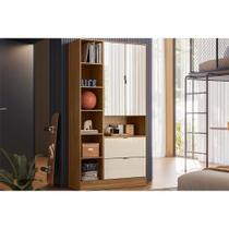 Armário Sapateira Casal Joy c/ 2 Portas 2 Gavetas e Espelho Amendola/Off White - Demóbile