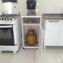 Armário Suporte Para Bebedouro Esconderijo Para Botijão Aparador Com Nicho e rodinhas Na Cor Branco