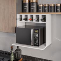 Armário Suporte para Microondas com Adega para Bebidas Lisa Branco Armário Suporte para Microondas com Adega para Bebidas Lisa Branco
