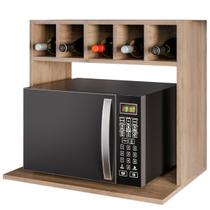 Armário Suporte para Microondas com Adega para Bebidas Lisa Freijó Amadeirado