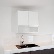 Armário Suspenso 02 Portas 60cm MDF Com Nicho Branco Moveara