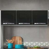 Armário Suspenso Aço Cozinha Organizador Lavanderia Aéreo Itatiaia Preto Armário Suspenso Aço Cozinha Organizador Lavanderia Aéreo Itatiaia Preto