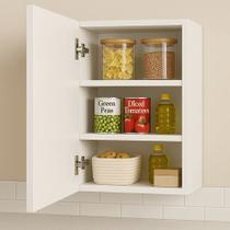 Armário Suspenso Banheiro Sala Quarto Cozinha MDF Branco Montado 60cm Multiuso Aéreo 1 Porta