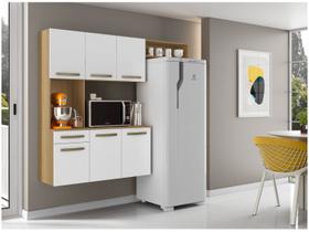 Armario Suspenso de Cozinha Compacta Multiuso Aereo Carol 6 Portas 1 Gaveta Suporte Microondas Forno