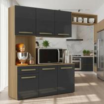 Armario Suspenso de Cozinha Compacta Multiuso Aereo Carol 6 Portas 1 Gaveta Suporte Microondas Forno