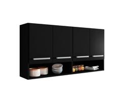 Armario Suspenso de Parede 4 Portas Preto Bulgaria Brienza Movelaria Armario Suspenso de Parede 4 Portas Preto Bulgaria Brienza Movelaria