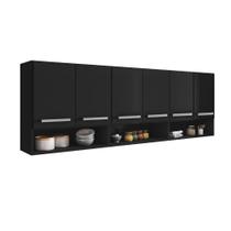 Armario Suspenso de Parede 6 Portas Preto Suriname Brienza Movelaria
