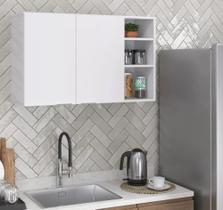 Armário suspenso duas portas e nicho 86cmx50cm 100% MDF Branco 15mmRB Móveis Planejados