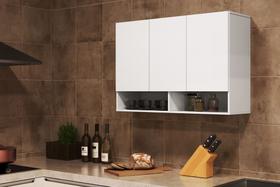 Armário Suspenso Milão 3 Portas e Nicho Decorativo Design Moderno- Moveis - Envio imediato