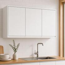 Armário Suspenso Nina 119CM 3 Portas MDF MDP Bater Branco Móveis Lopas Armário Suspenso Nina 119CM 3 Portas MDF MDP Bater Branco Móveis Lopas