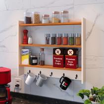 Armário Suspenso Suporte para Xícaras Cantinho do Café Organizador de Cozinha Amélia - Off White/ Cinamomo