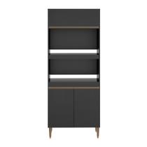 Armário Torre Quente Forno Microondas para Cozinha Sabrina 80x202cm Preto 0453 MENU - Menu Móveis