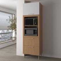 Armário Torre Quente para Cozinha 80cm Nicho Forno Micro Freijó Branco CZ3142