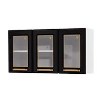 Armário Triplo Médio 3 Portas com Vidro Diamante New Preto Da Telasul 105x55x29