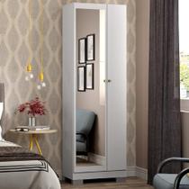 Armário Utilitário Multiuso 2 Portas Espelho Branco