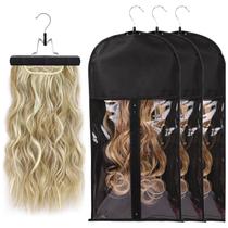 Armazenamento de bolsas de perucas com cabide - 3 peças de bolsa de armazenamento de extensões de cabelo Cabides de cabelo para extensões Suporte de armazenamento de perucas (preto) Armazenamento de bolsas de perucas com cabide - 3 peças de bolsa de armazenamento de extensões de cabelo Cabides de cabelo para extensões Suporte de armazenamento de perucas (preto)