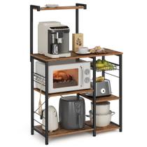 Armazenamento de cozinha Baker's Rack VASAGLE com cesta de arame e 6 ganchos