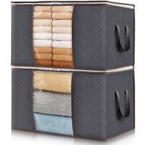 Armazenamento de roupas Lifewit, pacote com 2, dobrável com tampas, 60L, cinza