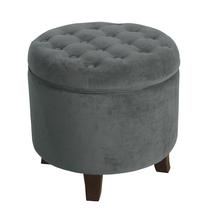 Armazenamento otomano de veludo tufado com botão Benzara 48x48x46cm Armazenamento otomano de veludo tufado com botão Benzara 48x48x46cm