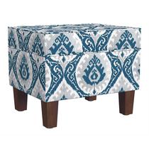 Armazenamento: otomano HomePop Home Decor, estampa de medalhão azul Ikat