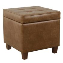 Armazenamento: otomano HomePop, quadrado, tufado, marrom envelhecido Armazenamento: otomano HomePop, quadrado, tufado, marrom envelhecido