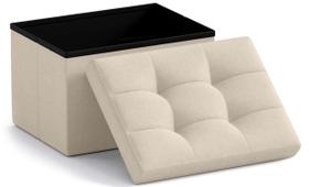 Armazenamento: otomano Ornavo Home, dobrável, dobrável, bege, linho