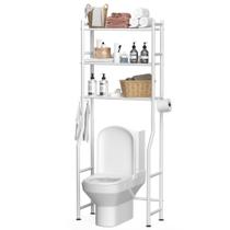 Armazenamento sobre o banheiro GloTika de 3 camadas em metal branco Armazenamento sobre o banheiro GloTika de 3 camadas em metal branco