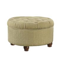 Armazenamento tufado de madeira otomano Benzara Beige Brown 64x64x38cm Armazenamento tufado de madeira otomano Benzara Beige Brown 64x64x38cm