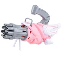 Arminha de Bolhas Elétrica Gatling Gun Rosa ou Azul 12 Saídas Automática Para Festas