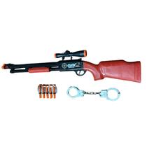 Arminha de Brinquedo Pressão Grande lança Dardos + Algema