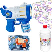 Arminha Infantil Pistola Bolhas de Sabão Elétrica + 1L Sabão
