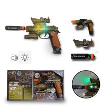 Arminha Pistola de Brinquedo Luz Som Movimento e Acessórios - 44Box