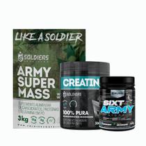 Army Super Mass - 3Kg Creatina Monohidratada Pote100% Pura+Pré-Pré-Treino Sixt Army Night