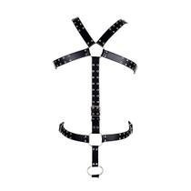 Arnês corporal BBOHSS masculino em couro PU punk preto