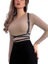 Arnês de couro WARANDOD Fashion Goth Chest para mulheres