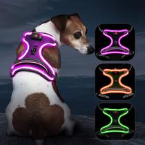 Arnês LED para cães Vizbrite No Pull com alça para cães grandes