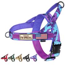 Arnês para cães Annchwool No Pull com alça macia acolchoada Camo Purple