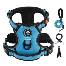 Arnês para cães IVY&LANE No Pull para cães médios com coleira azul Arnês para cães IVY&LANE No Pull para cães médios com coleira azul