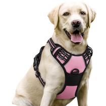 Arnês para cães rabbitgoo No Pull ajustável rosa reflexivo L Arnês para cães rabbitgoo No Pull ajustável rosa reflexivo L