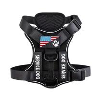 Arnês Refletivo Ajustável Para Cães De Serviço Com 5 Patches Camada Interna De Malha Oxford Macia