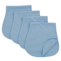 Arnzion Babador para Bebê Curvo, Absorvente e Macio, Kit com 4 Unidades, Dupla Camada (Azul)
