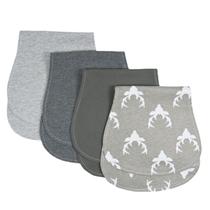 Arnzion Paninhos de Arroto para Bebê, Kit Curvo, Absorvente e Macio, Pacote com 4 Unidades, Dupla Camada (Cinza, Estampa de Cervo)